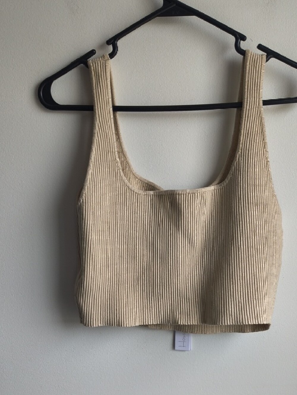 House of Harlow 1960 Ribbed Crop Top in Beige with Front Zip - Picture 6 of 6